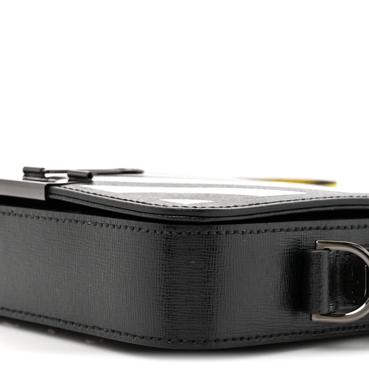 Off-White Saffiano Striped Mini Diag Binder Clip Bag Black White Yellow 9 of 11