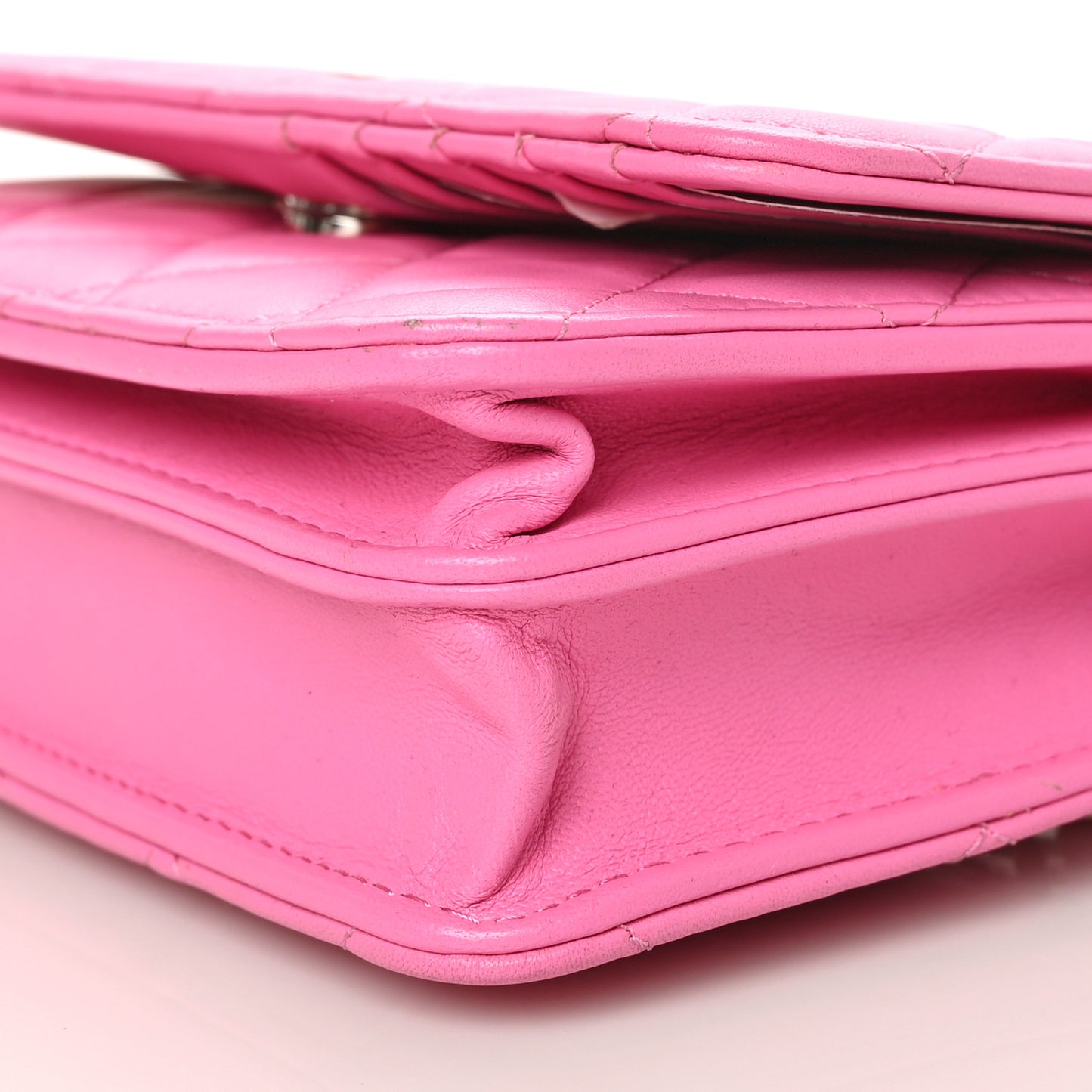 Lambskin Quilted Mini Wallet On Chain WOC Pink