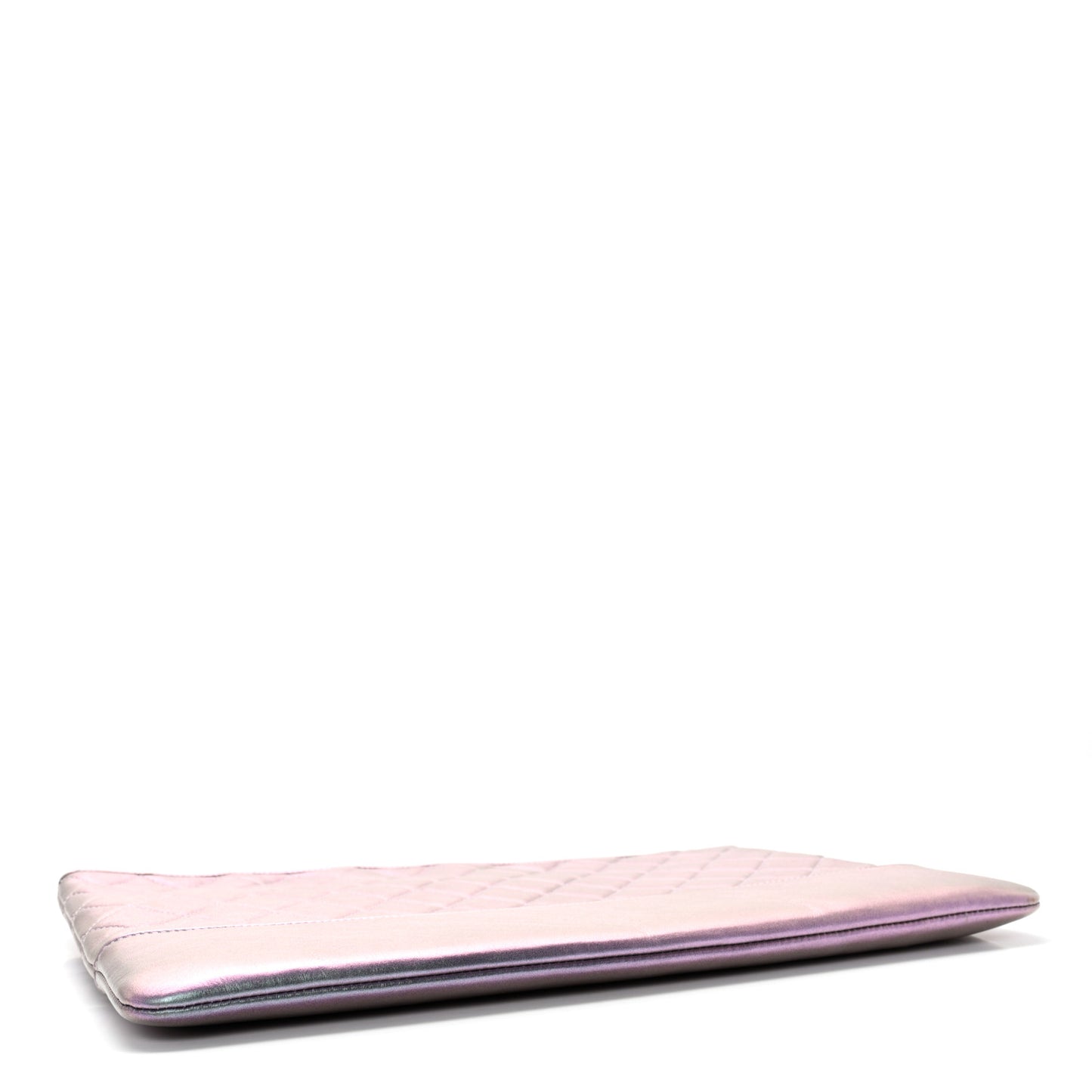 Iridescent Lambskin Quilted Large Gabrielle Cosmetic Case Light Purple