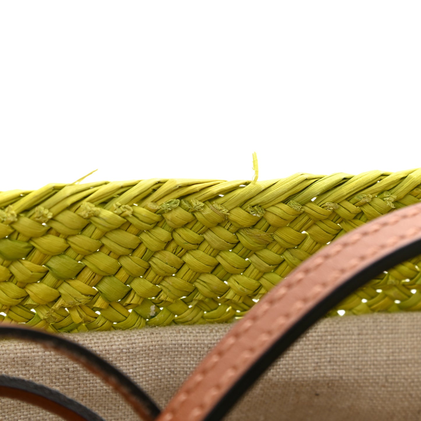 Calfskin Raffia Anagram Basket Tote Bag Kiwi