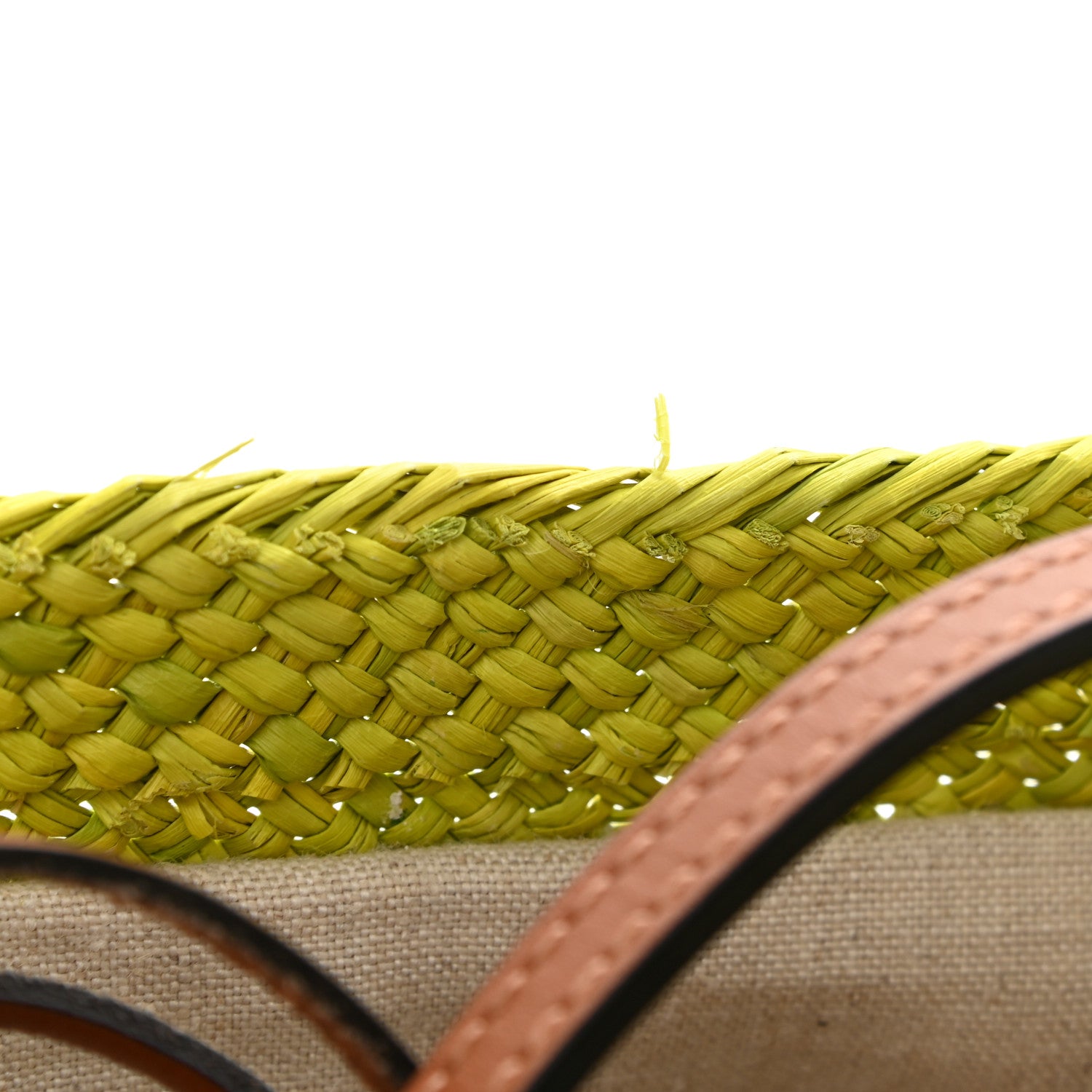Loewe Calfskin Raffia Anagram Basket Tote Bag Kiwi 9 of 10