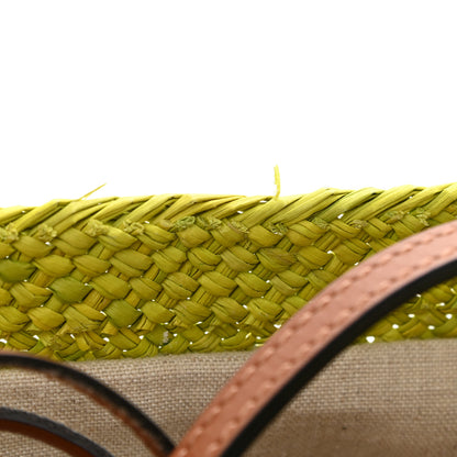 Loewe Calfskin Raffia Anagram Basket Tote Bag Kiwi 9 of 10