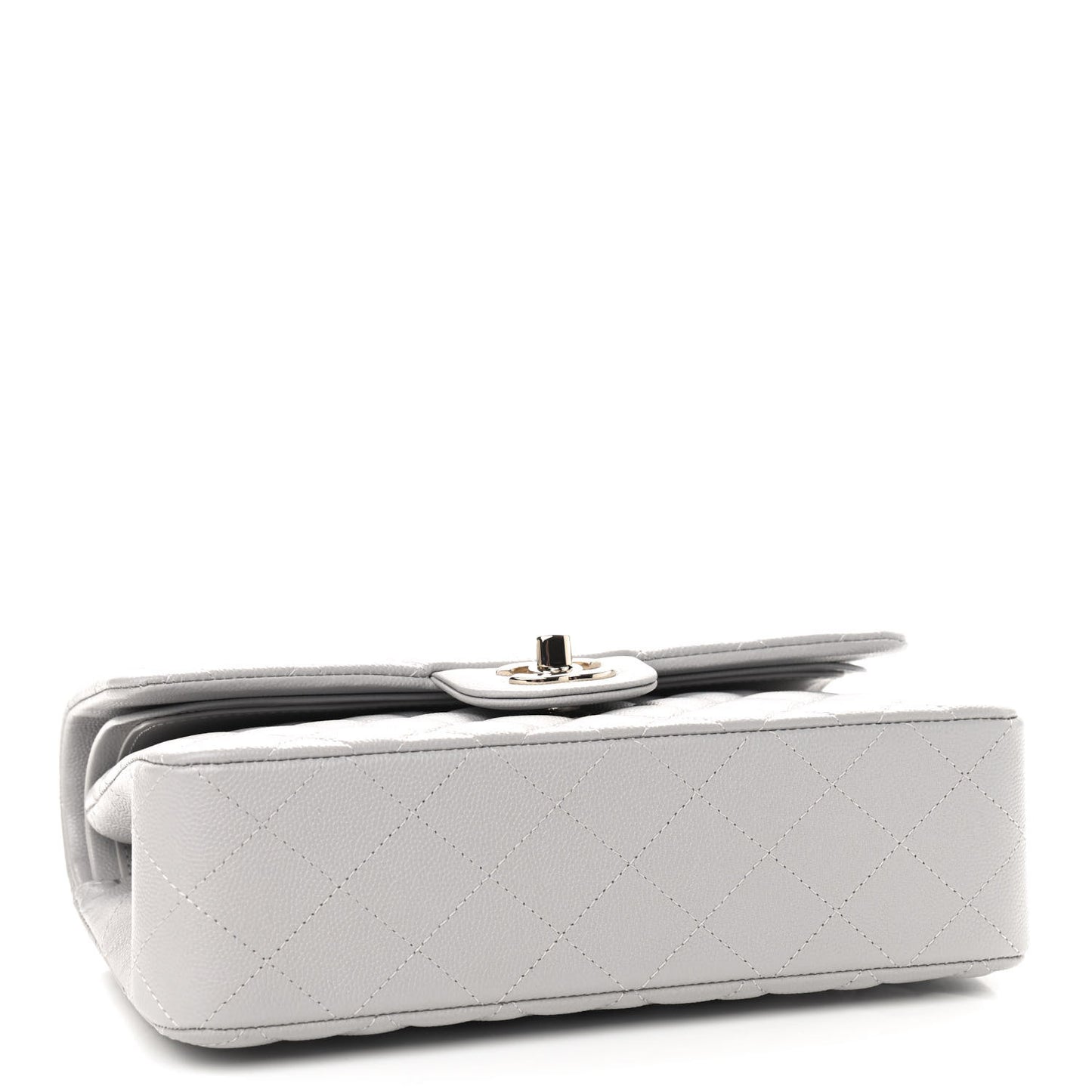 Caviar Quilted Small Double Flap Grey