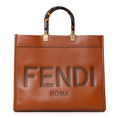 Fendi Vitello King Plexiglass Medium Fendi Sunshine Shopper Tote Cuoio 1 of 19