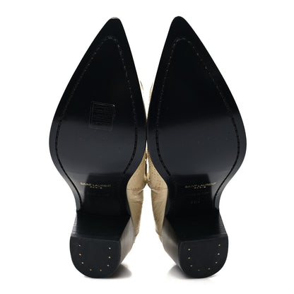 Saint Laurent Lacquered Snakeskin Ayers Finn 60 Crop Zip Boots 38.5 Cream 5 of 8