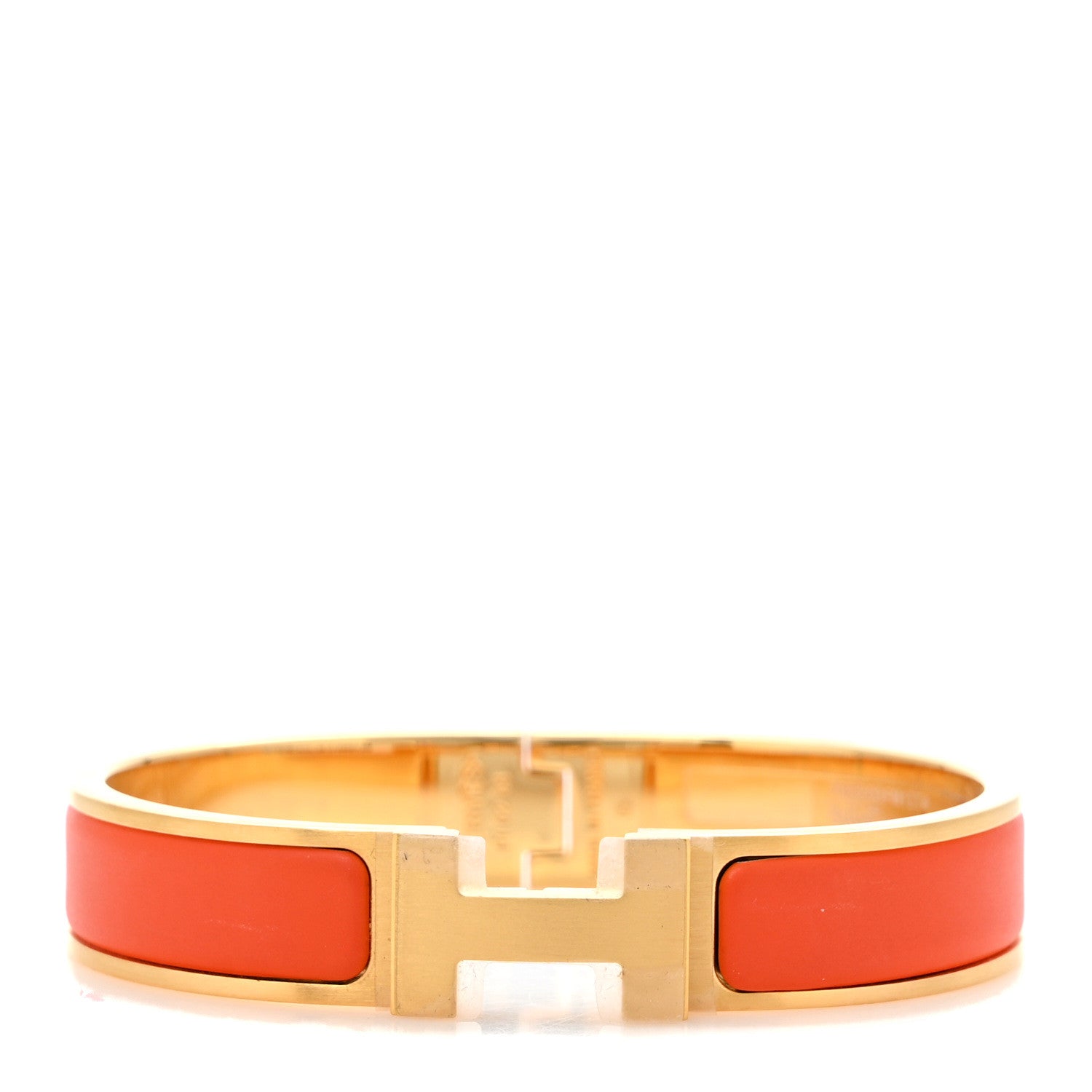 Hermes Matte Enamel Narrow Clic Clac HH Bracelet T4 Orange 1 of 7