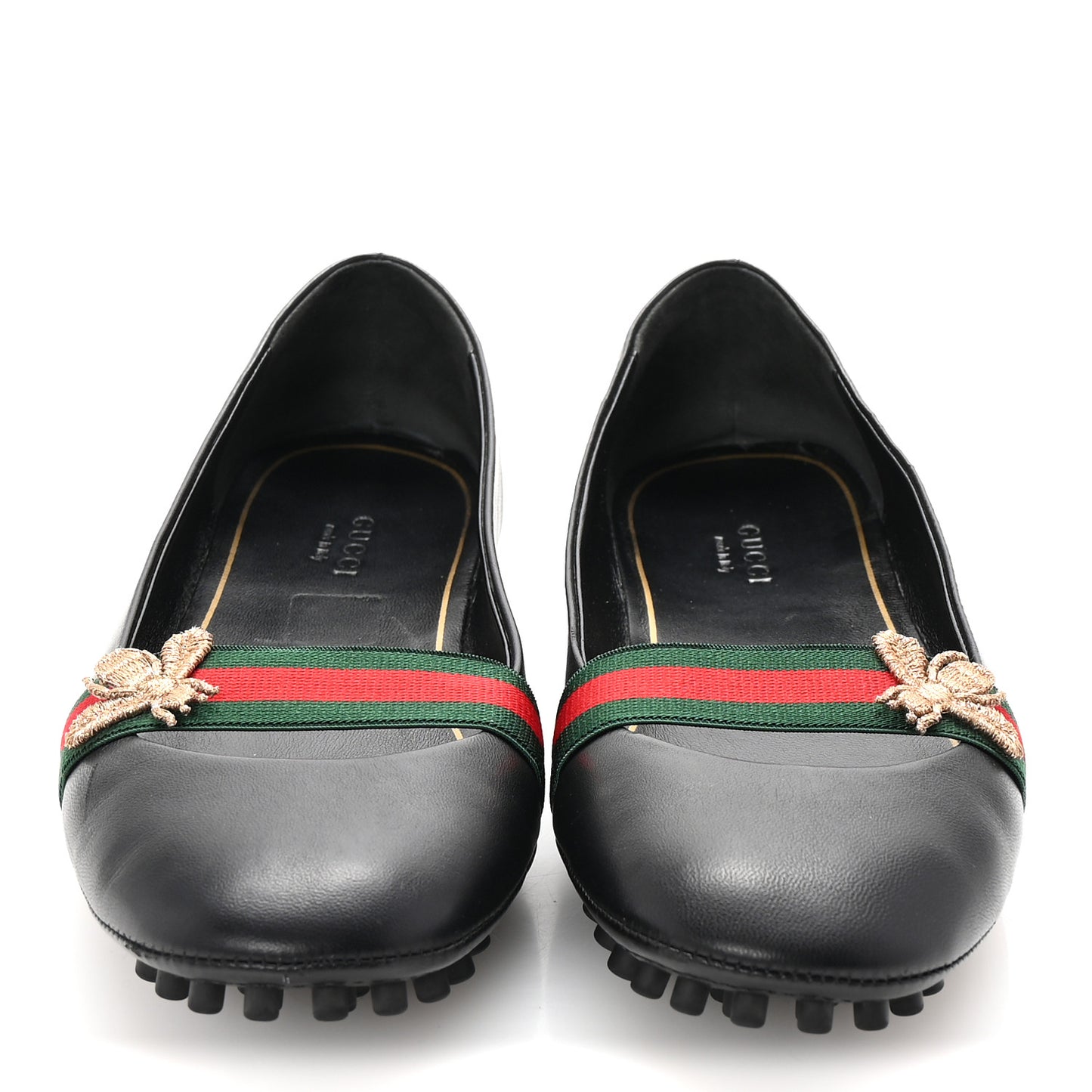 Calfskin Bayadere Bee Ballerina Flats 38.5 Black
