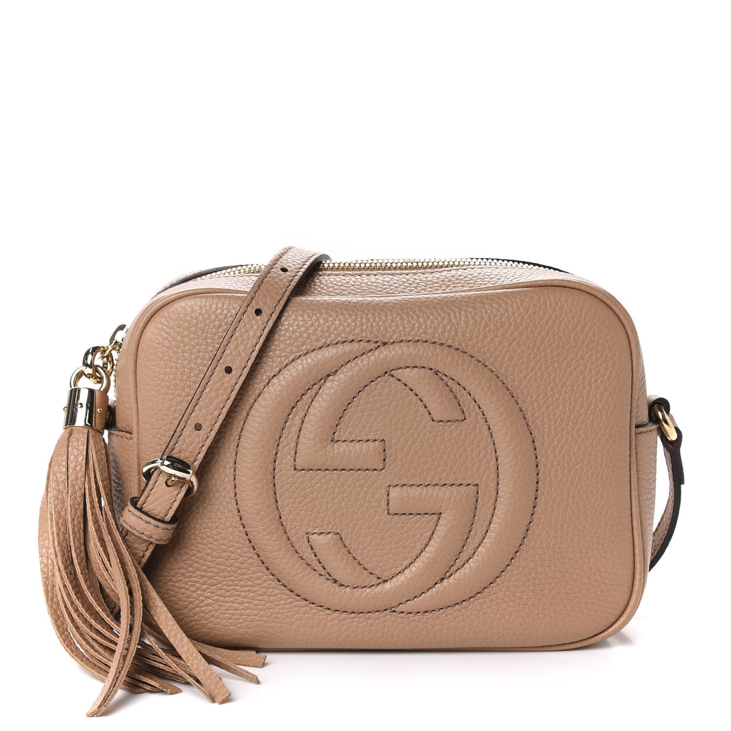 Pebbled Calfskin Small Soho Disco Bag Rose Beige