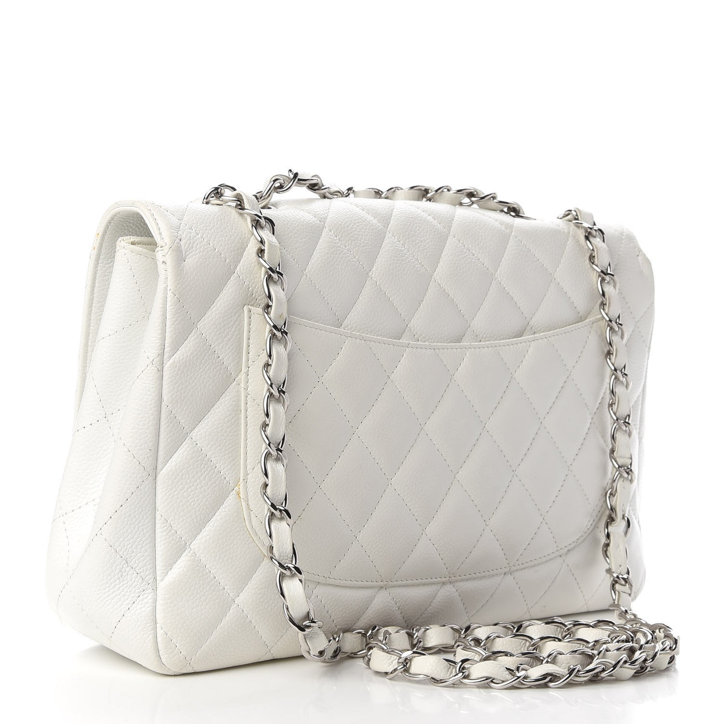 Caviar Quilted Jumbo Single Flap White