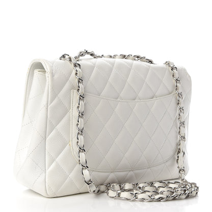 Chanel Caviar Quilted Jumbo Single Flap White 3 of 12