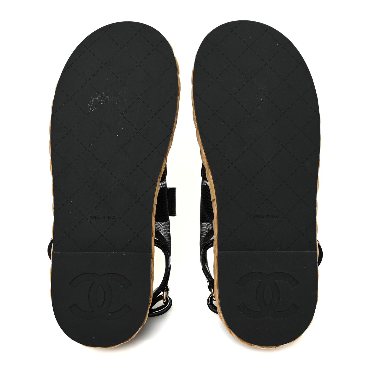 Mesh Patent Calfskin Velcro Dad Sandals 38.5 Black