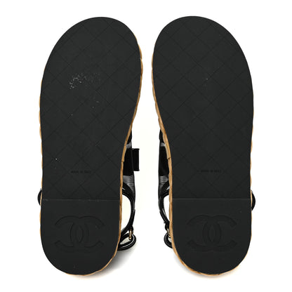 Chanel Mesh Patent Calfskin Velcro Dad Sandals 38.5 Black 6 of 13