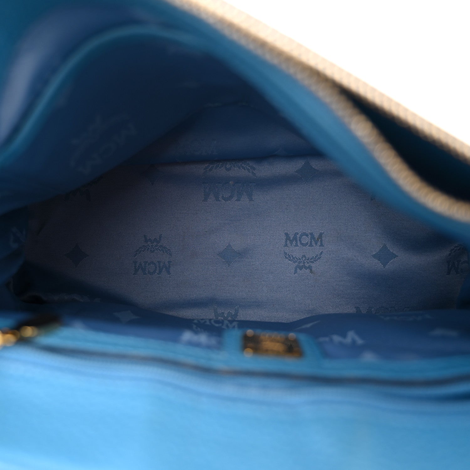 MCM Grained Calfskin First Lady Satchel Blue 5 of 12