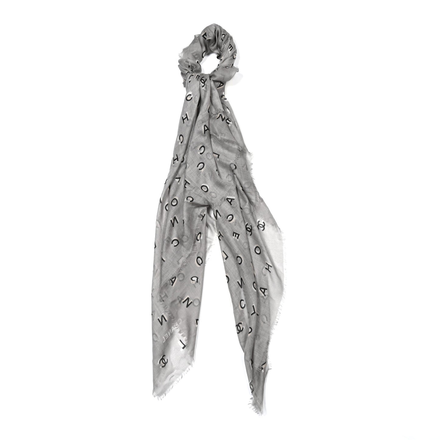 Cashmere Silk Scarf Shawl Grey Multicolor