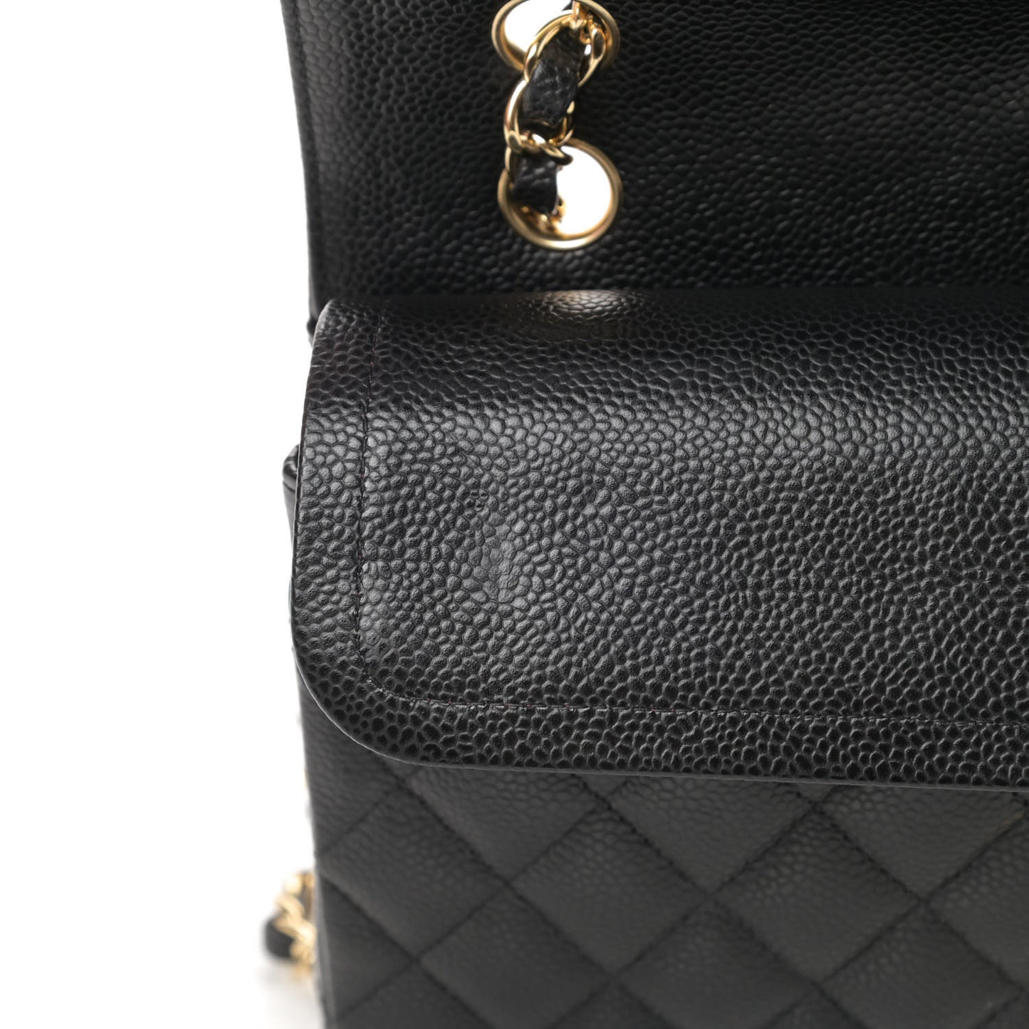 Caviar Quilted Medium Double Flap Black