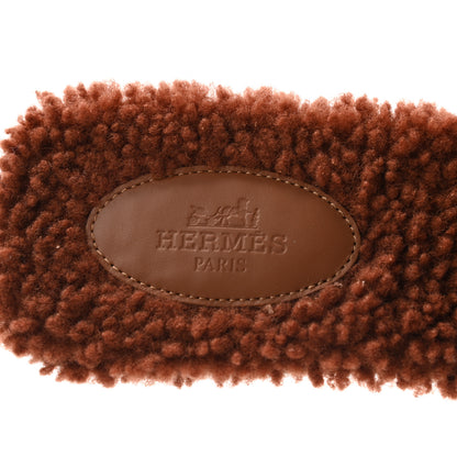 Hermes Woolskin Oran Sandals 40 Cognac 7 of 8