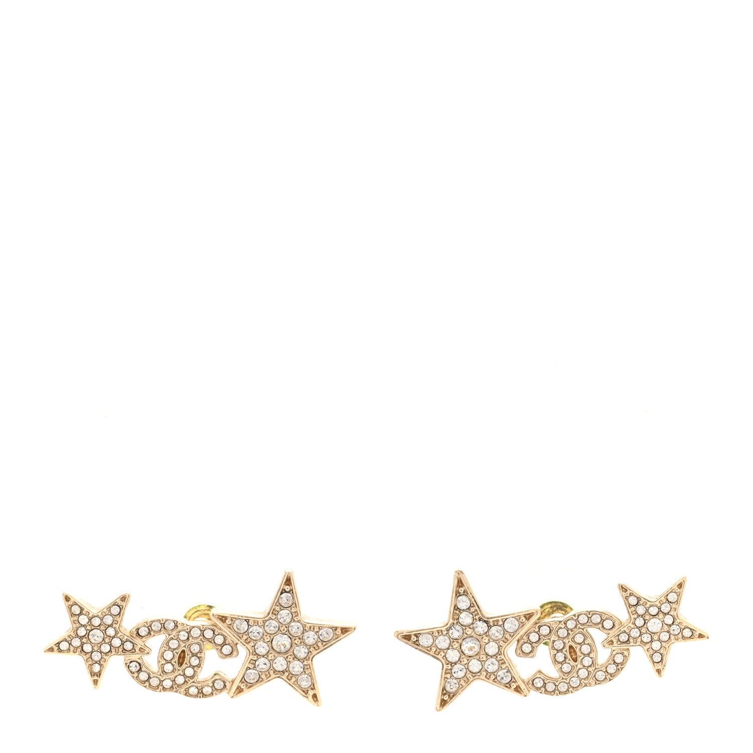 Chanel Crystal Star CC Earrings Gold 1 of 5