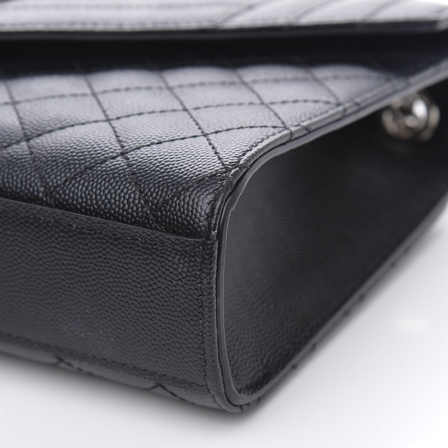 Saint Laurent Grain De Poudre Textured Mixed Matelasse Triquilt Medium Monogram Satchel Black 11 of 13