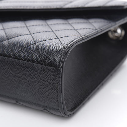 Saint Laurent Grain De Poudre Textured Mixed Matelasse Triquilt Medium Monogram Satchel Black 11 of 13