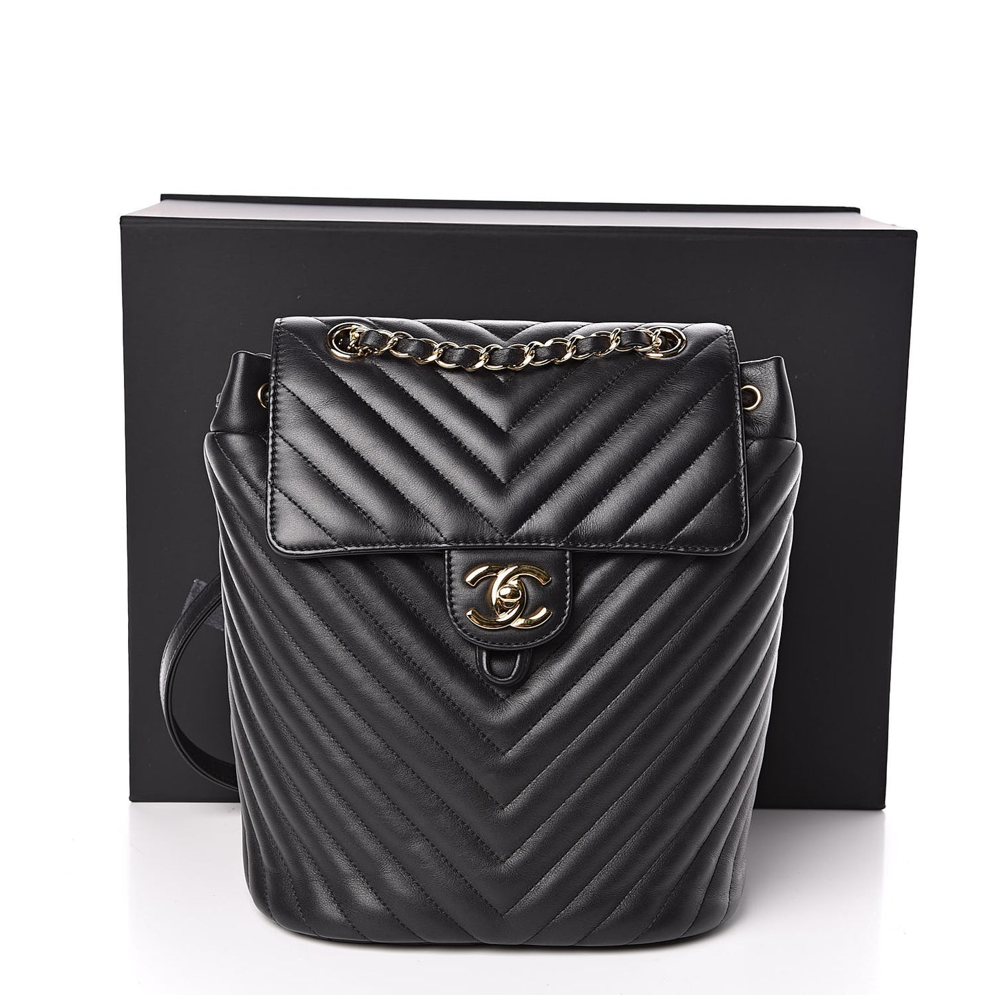 Calfskin Chevron Quilted Small Urban Spirit Backpack Black