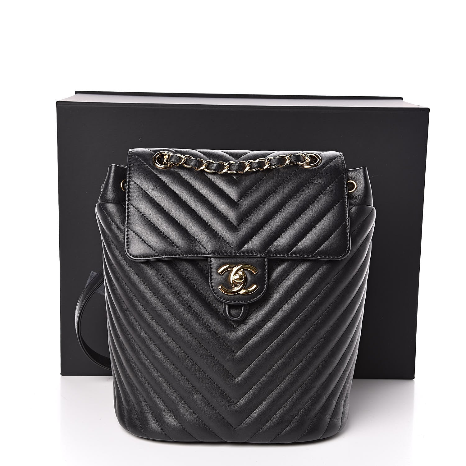 Chanel Calfskin Chevron Quilted Small Urban Spirit Backpack Black 11 of 11