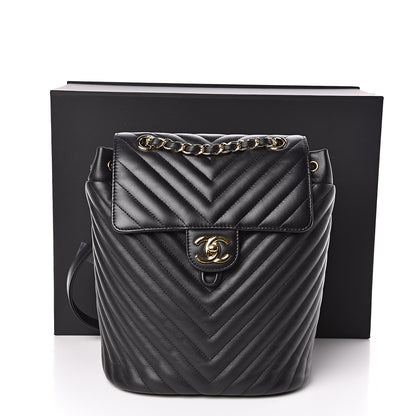 Chanel Calfskin Chevron Quilted Small Urban Spirit Backpack Black 11 of 11