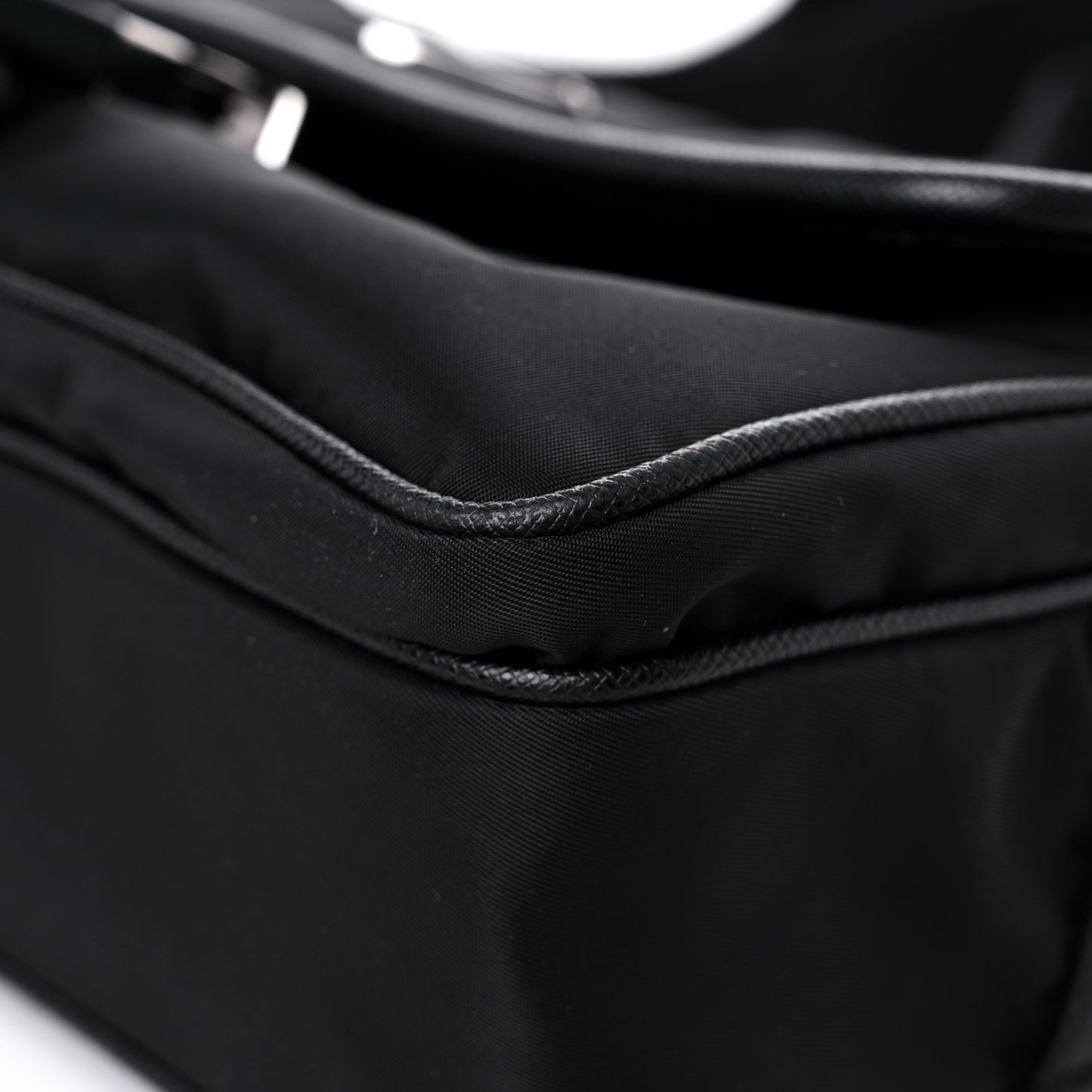 Tessuto Nylon Saffiano Single Snap Buckle Messenger Flap Bag Black