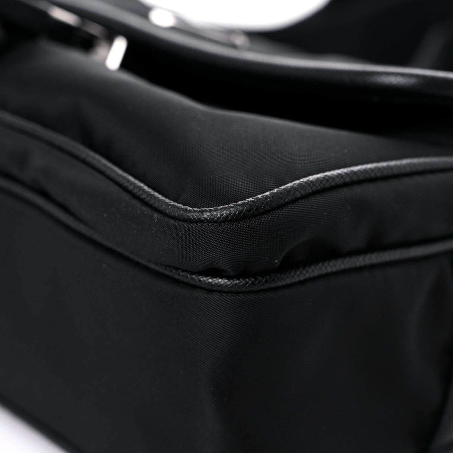 Prada Tessuto Nylon Saffiano Single Snap Buckle Messenger Flap Bag Black 7 of 11