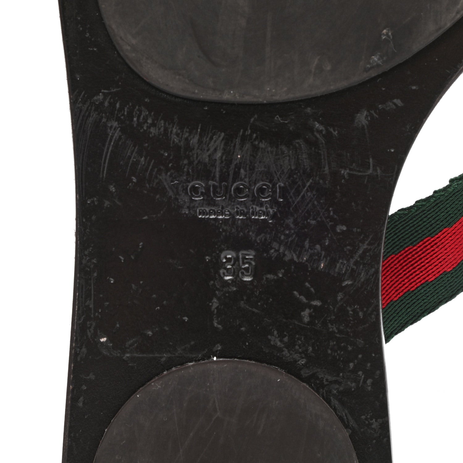 Gucci Nylon Guccissima Web Womens Thong Sandals 35 Green Red Black 6 of 12