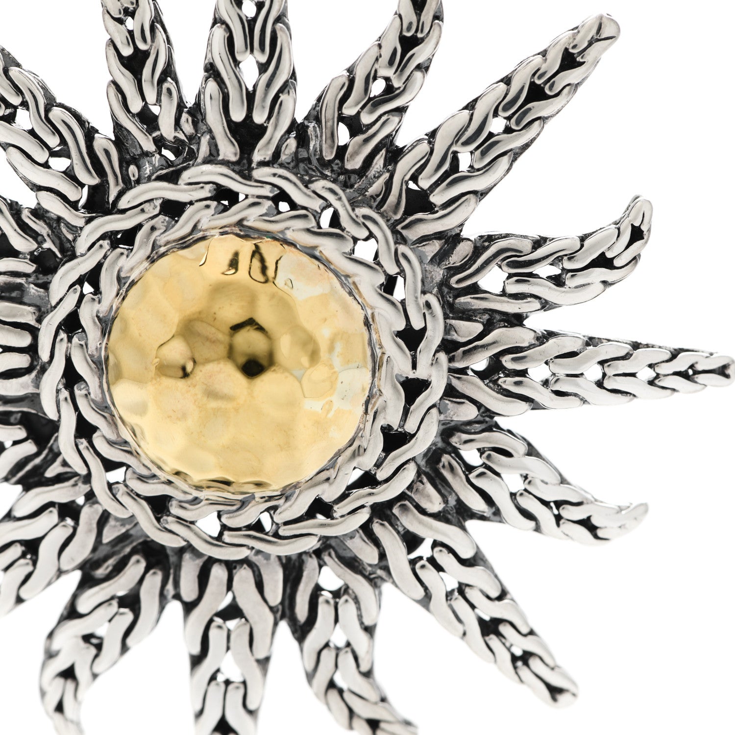 John Hardy Sterling Silver 22K Yellow Gold Sun Pendant 3 of 5