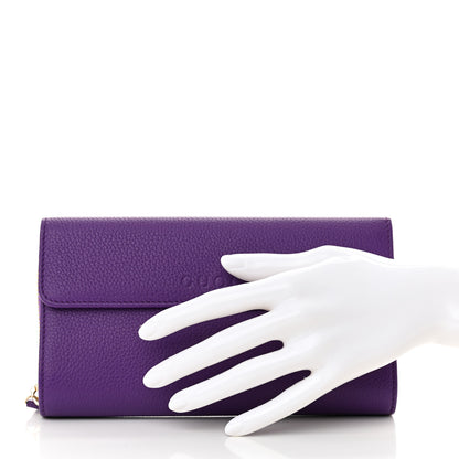Gucci Grained Calfskin Continental Zip Wallet Purple 2 of 13