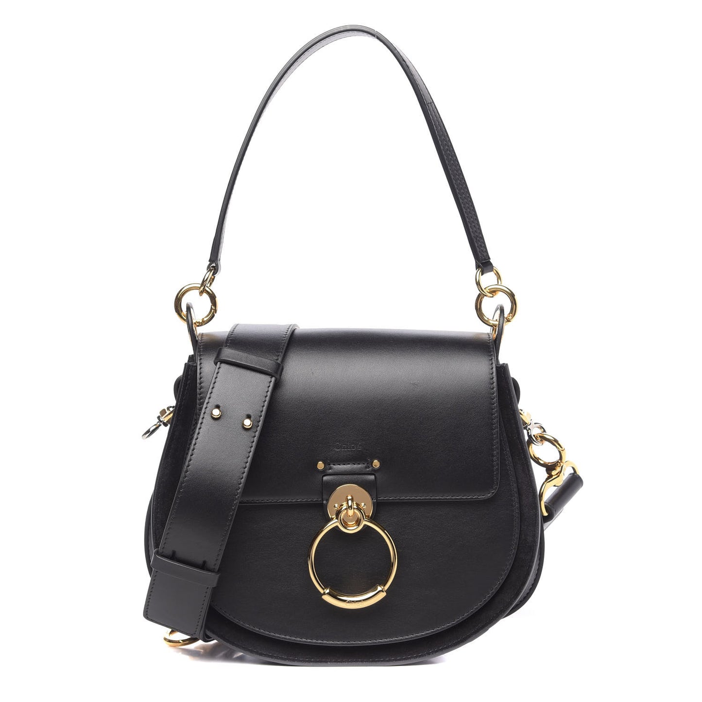 Calfskin Suede Large Tess Bag Black