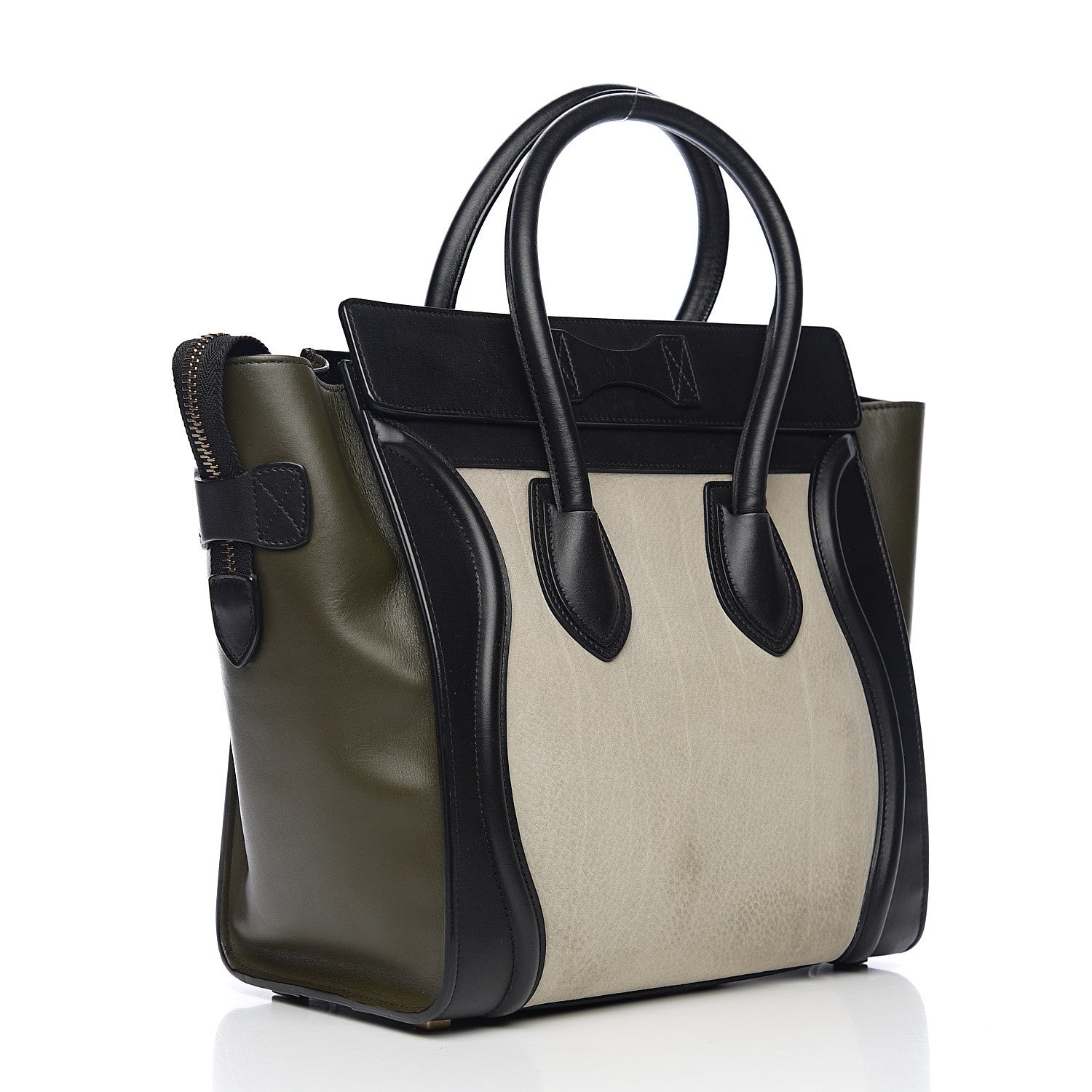 Celine Elephant Calfskin Micro Tri-Color Luggage Chalk 2 of 10