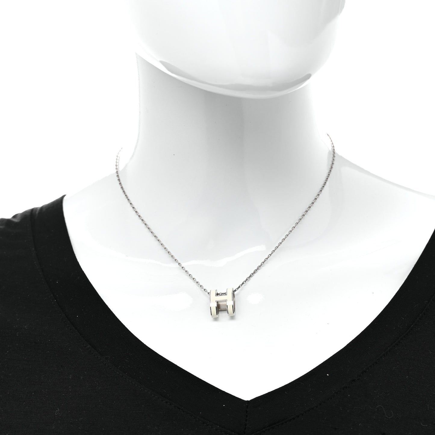 Lacquered Palladium Pop H Pendant Necklace White