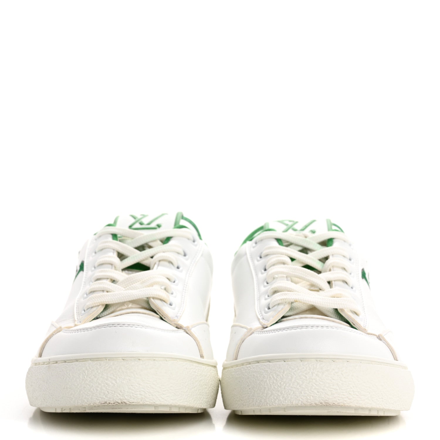 Louis Vuitton Calfskin Womens Charlie Sneakers 36.5 White Green 3 of 11
