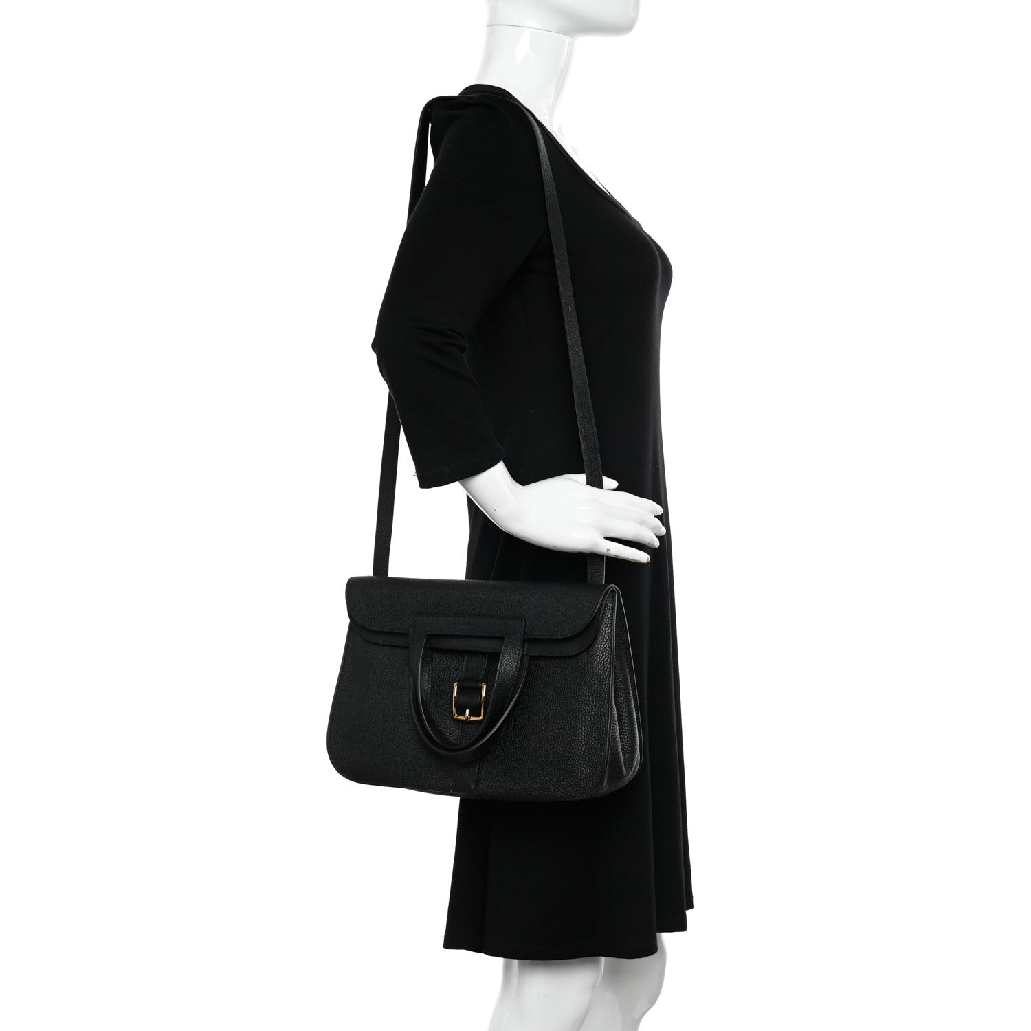 Hermes Taurillon Clemence Halzan 31 GM Black 2 of 13