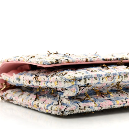 Chanel Tweed Quilted Wallet On Chain WOC Blue Pink Gold 9 of 11