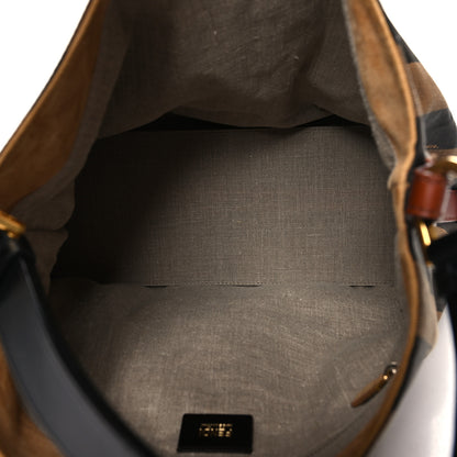 Fendi Pequin Cuoio Vegetale Large Hobo Tobacco Black Cuoio 5 of 11