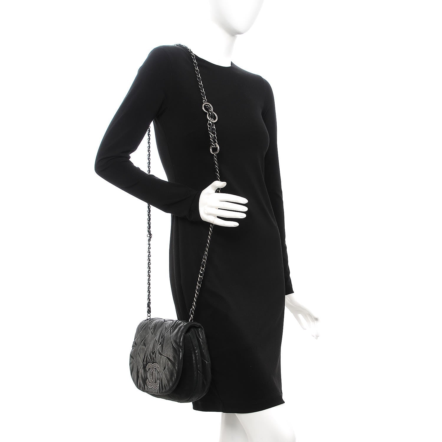 Chanel Iridescent Calfskin Glint Flap Black 2 of 8
