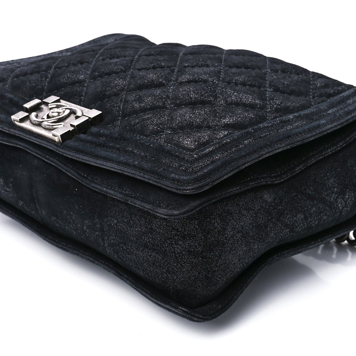 Goatskin Quilted Medium Gentle Boy Flap Black