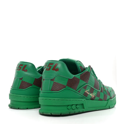 Louis Vuitton Damier Pop Grained Calfskin Mens LV Trainer Sneakers 10 Green 5 of 8
