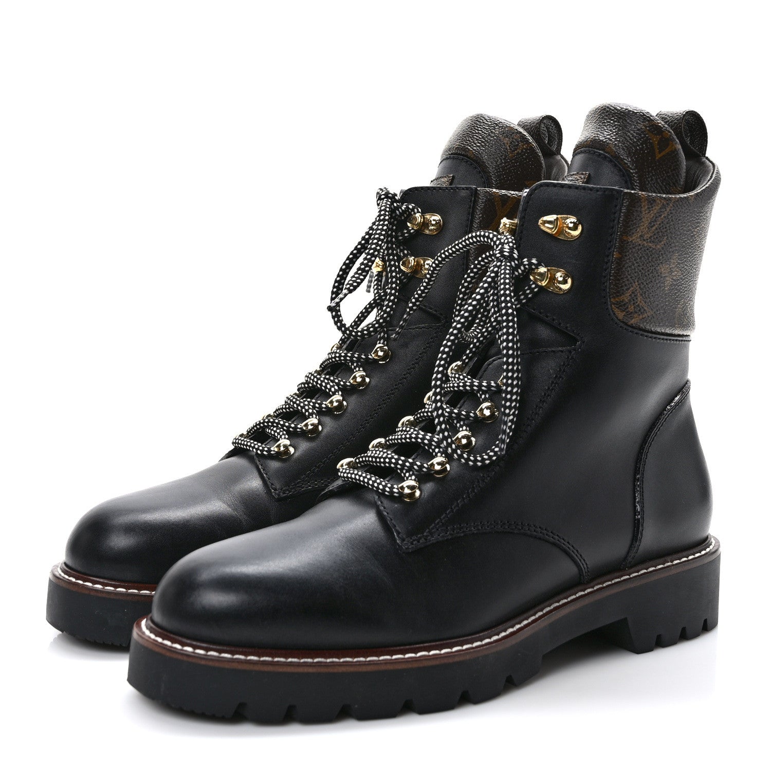 Louis Vuitton Calfskin Monogram Territory Flat Ranger Boots 41 Black 3 of 8