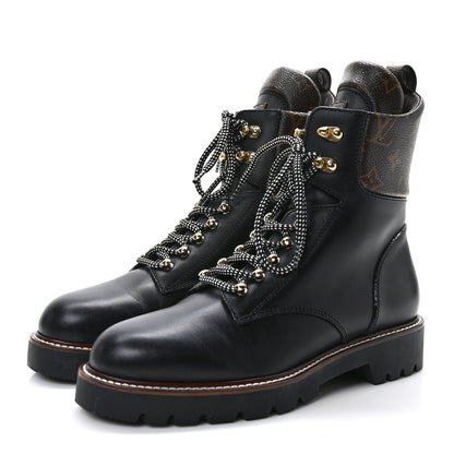 Louis Vuitton Calfskin Monogram Territory Flat Ranger Boots 41 Black 3 of 8