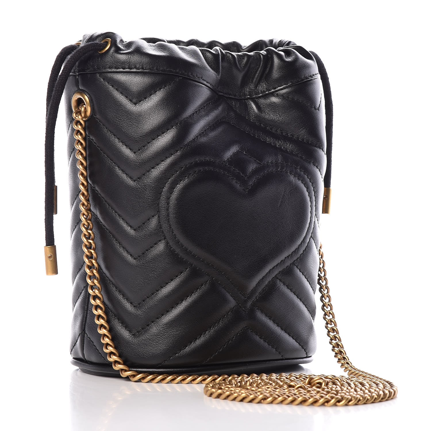 Gucci Calfskin Matelasse Mini GG Marmont 2.0 Bucket Bag Black 3 of 9