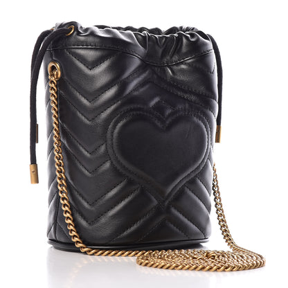 Gucci Calfskin Matelasse Mini GG Marmont 2.0 Bucket Bag Black 3 of 9