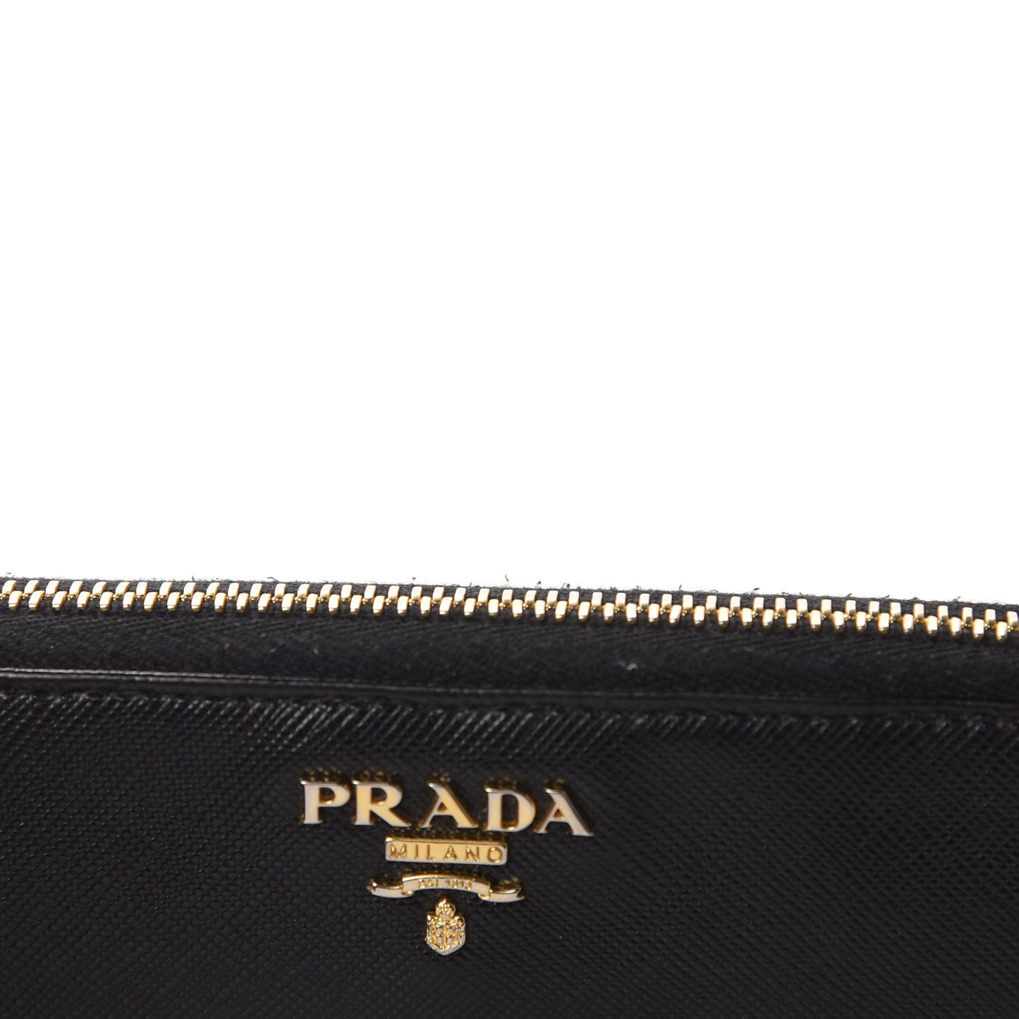 Saffiano Metal Zip Around Wallet Black