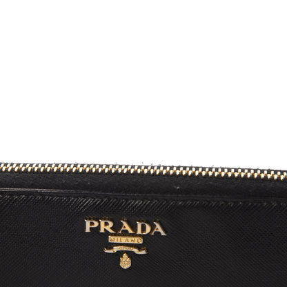 Prada Saffiano Metal Zip Around Wallet Black 10 of 13