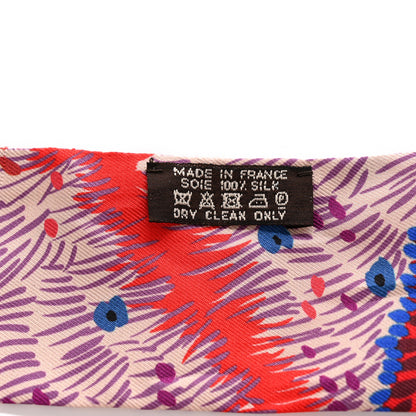 Hermes Silk Dans un Jardin Anglais Twilly Fuchsia Rouge Bleu Roy 3 of 4