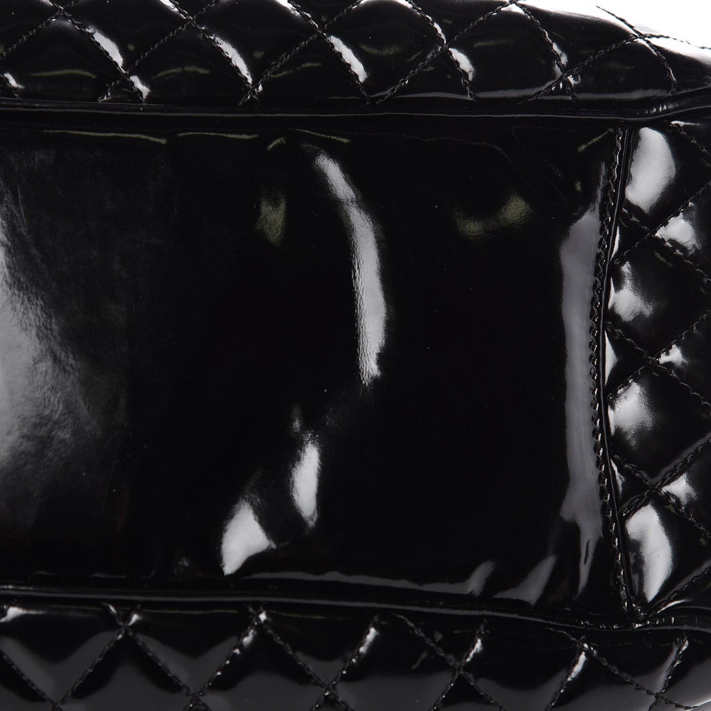 Glazed Calfskin Quilted Mademoiselle Large Frame Bag Black