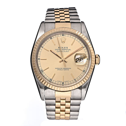 Rolex Stainless Steel 18K Yellow Gold 36mm Oyster Perpetual Datejust Watch Champagne 16233 1 of 6